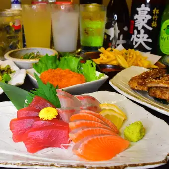 いつでも！120分食べ飲み放題+お刺身+お寿司≪4500円（税込）≫