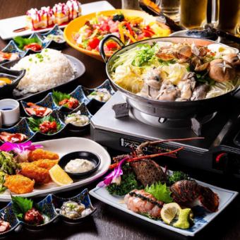 [Kasumi Course] A luxurious meal of meat and seafood! 9 luxurious dishes with a choice of hotpot + 3 hours of all-you-can-drink for 6,000 yen