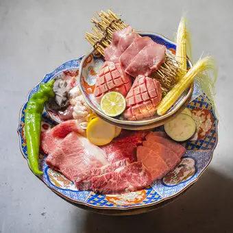 [August Yonezawa Beef, Offal and Tongue Feast Course]