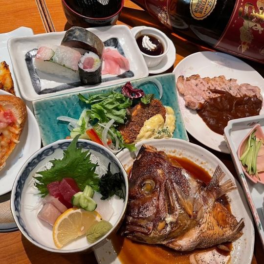 [2 hours all-you-can-drink course] Pork loin steak, shrimp cutlet, etc. ☆ 10 dishes in total 5,000 yen ⇒ 4,500 yen