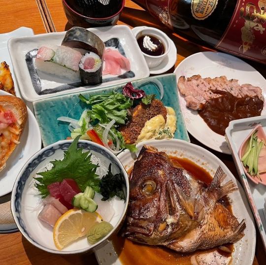 [OK for up to 26 people!] 2 hours all-you-can-drink course ♪ Pork loin steak, shrimp cutlet, etc. ☆ 10 dishes in total 5,000 yen ⇒ 4,500 yen