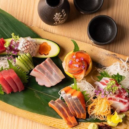 [All-you-can-eat and drink sashimi for 5500 yen] Choose from 12 types of sashimi including bluefin tuna, raw salmon, and amberjack, plus 33 à la carte dishes!