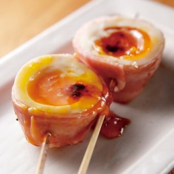 Soft-boiled egg bacon