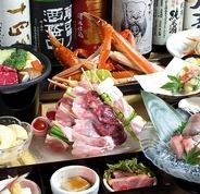 120分飲み放題付★ズワイガニ,国産牛タタキ,鴨鍋…豪華食材堪能コース12品7000円