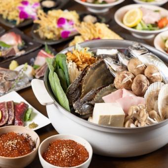 極豪遊！鍋付き地酒堪能プラン【7～8品】＋地酒１０種類以上＋100種飲み放題2H7500円(税込)