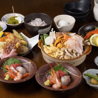 美酒佳肴！旬の鍋付き地酒堪能プラン【5～6品】＋地酒10種以上+100種類！飲放題２H 5500円(税込)