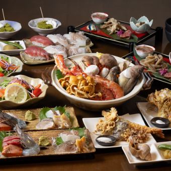 極豪遊！旬の鍋付き地酒堪能プラン【7～8品】＋地酒１０種類以上＋100種飲み放題2H7500円(税込)