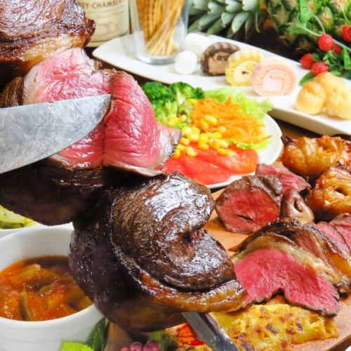 Great value! Includes 6 types of churrasco and dessert + all-you-can-eat buffet + 1 free drink! Lunch from 2,980 yen