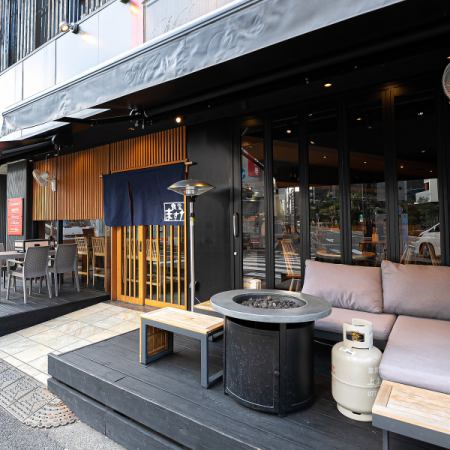 Seats on the wooden deck where you can relax on a sofa.