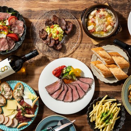 【120分飲み放題付き】近江牛モモ肉のローストビーフ〈前菜、アヒージョ含む〉 6,000円コース