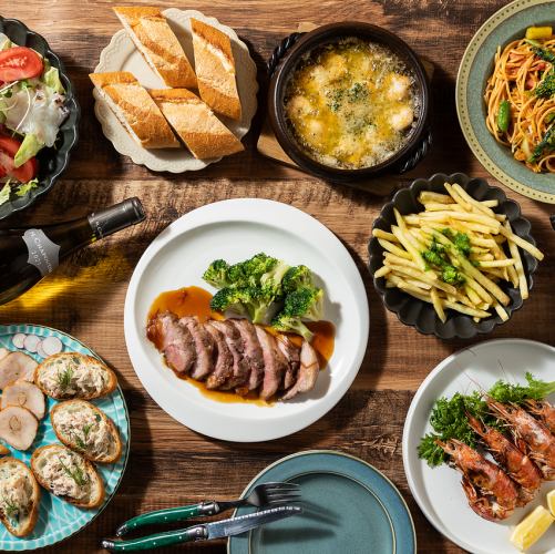 【120分飲み放題付き】近江牛モモ肉の炭火焼き〈前菜・アヒージョ含む〉7,000円コース