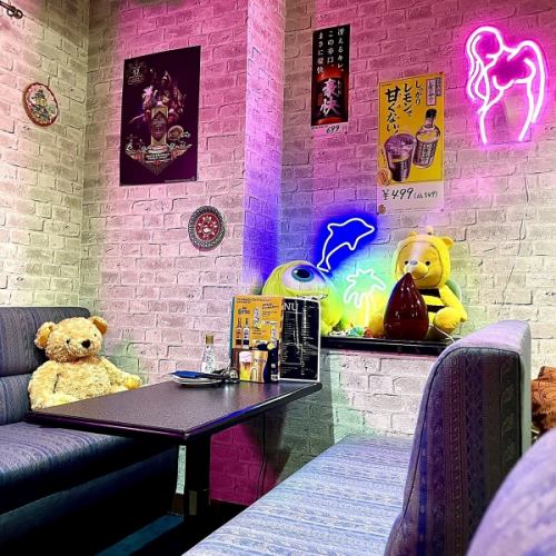 Inside the store with cute neon lights ☆