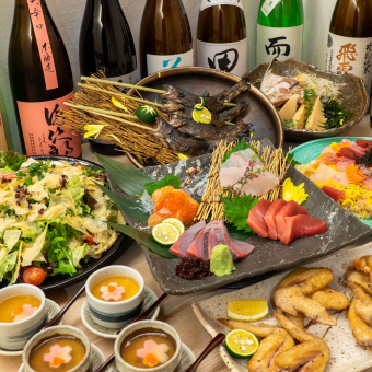 【90分飲み放題付】原始焼き・お造り4種・京鴨の手羽唐揚げなどを満喫『ひなたお手軽コース』