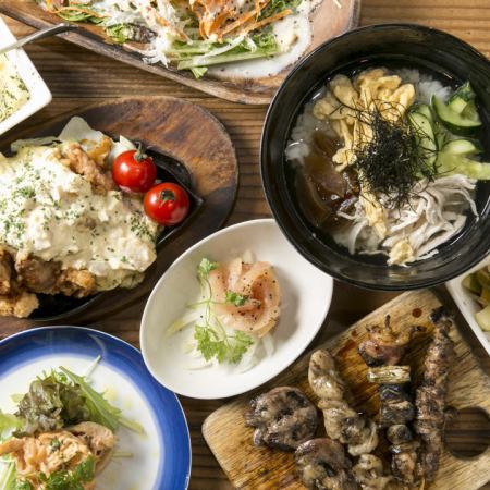 [2 hours all-you-can-drink included] A very satisfying course including grilled dishes, chicken meatballs, chicken ochazuke, and more! 10 dishes in total for 4,000 yen (tax included)