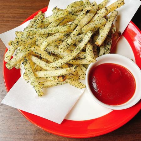 French fries, green laver