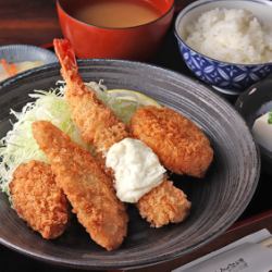 Mixed fried set meal, Striped Atka mackerel set meal