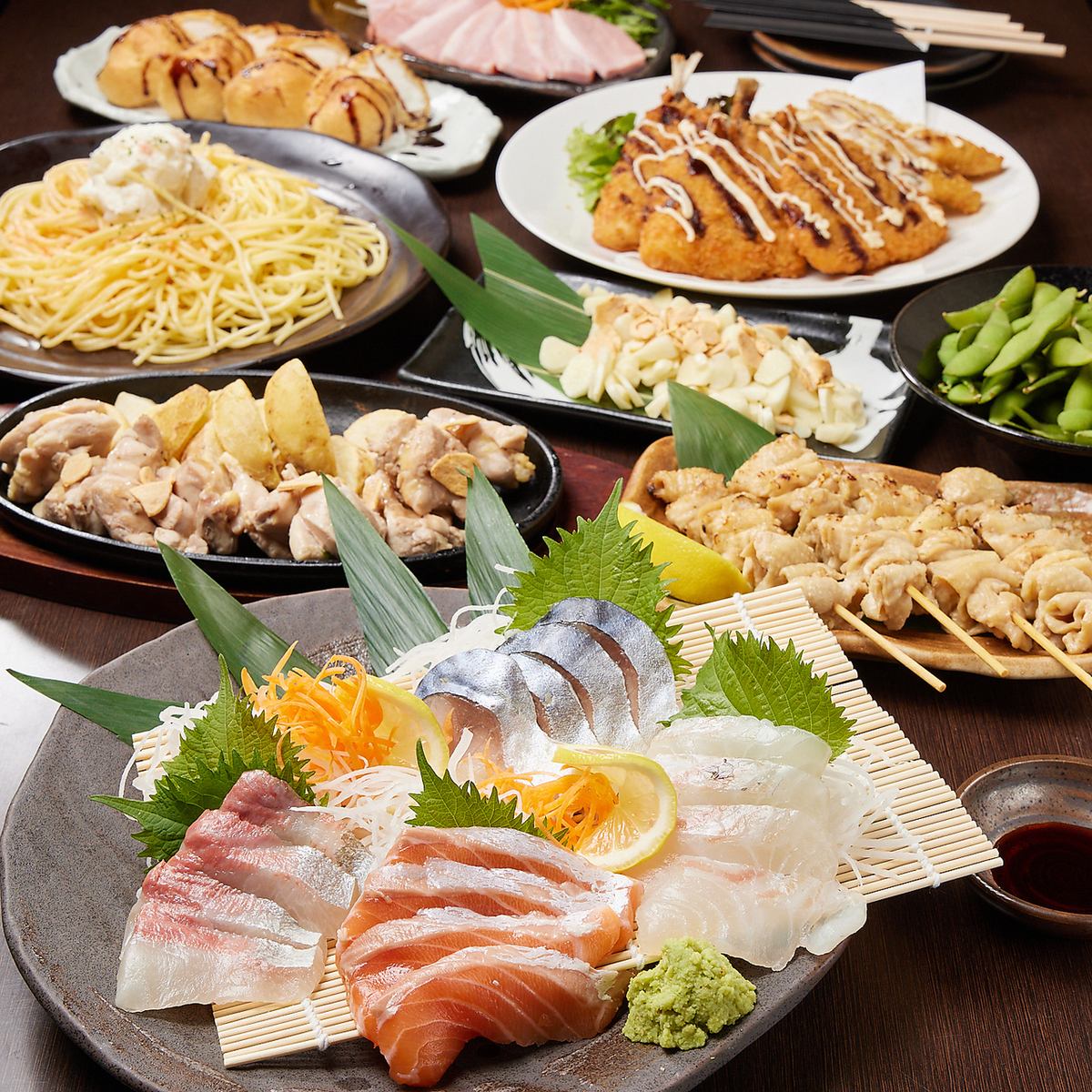 A private room izakaya where you can enjoy meat and seafood.Many courses include all-you-can-drink!