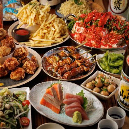 【3H飲放題付】豪華コース◆馬刺,チキン南蛮,鉄鍋餃子,鶏皮串,牛タン焼き,明太もつ鍋《全14品》