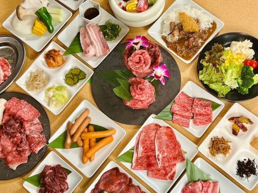 【国产牛肉无限量供应！】包含牛腩排和牛舌的烤肉无限量供应标准套餐 ◆120分钟\3,900日元（含税）◆