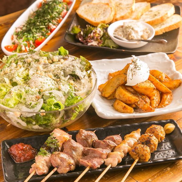 [TAKA course] All 6 items 5 selected skewers, 3 creative dishes, etc. 90 minutes with all you can drink 3500 yen (tax included)