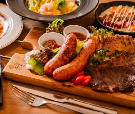 【肉×イタリアンコース】3時間飲み放題付 3種の肉プレートやローストビーフなど全9品人気コース