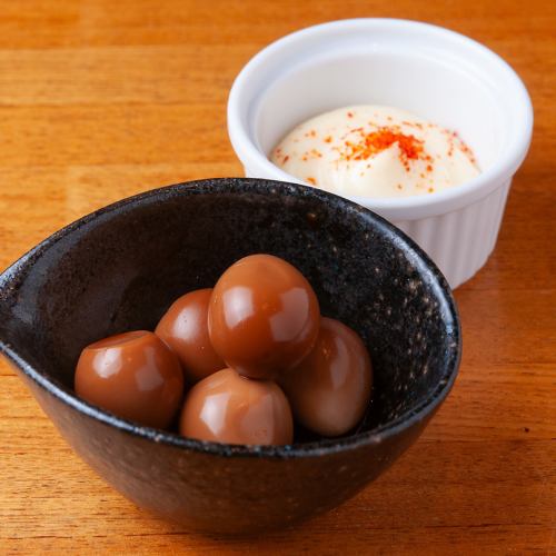 鶏皮ポン酢/ポテトサラダ/うずらどんぐり/漬物盛り合わせ