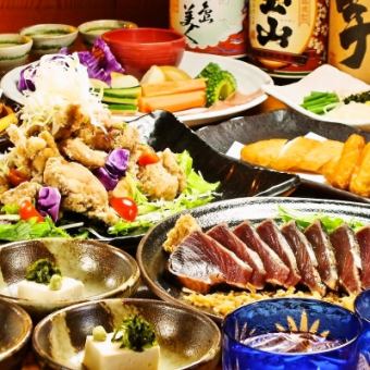 ☆炙りたて鰹と鶏一羽を味わう『桜島コース』(9品)飲み放題込5000円