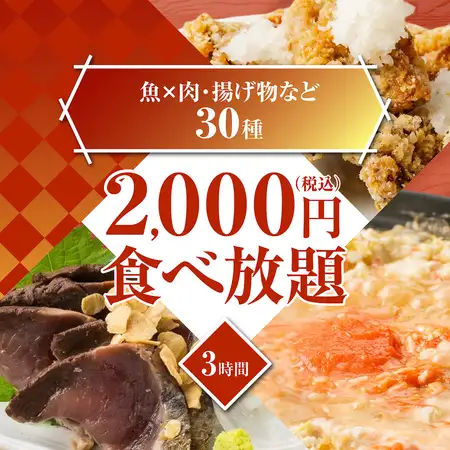 【コスパ◎/昼飲み/昼宴会最安値！】肉×魚,定番の焼き鳥や揚げ物など◆3h至福食べ放題3000→