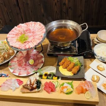 ◆大和ポークとハーブ鰤のダブルしゃぶしゃぶコース　100分飲み放題付税込6,000円◆