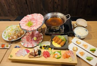◆ Yamato pork and herb yellowtail double shabu-shabu course with 100 minutes of all-you-can-drink, 6,000 yen including tax ◆