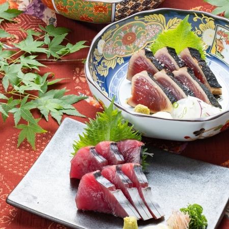 鰹三昧セット 18切(3～4名様位で)塩たたき6切・タレたたき6切・鰹刺身6切