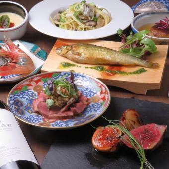 [Food only] One dish per person...7 higher-grade dishes including meat and pasta for 8,000 yen