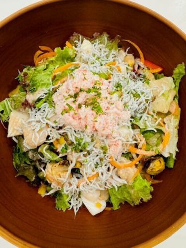 Seafood salad with anchovy dressing