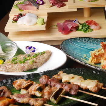 【2H飲み放題付き★】イチオシの串焼き3種に豪華刺盛・人気の一品達!大満足の11品4950円