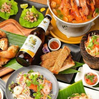 【2.5小时畅饮胜狮生啤】亚洲风味高级套餐♪ 7,000日元(含税)