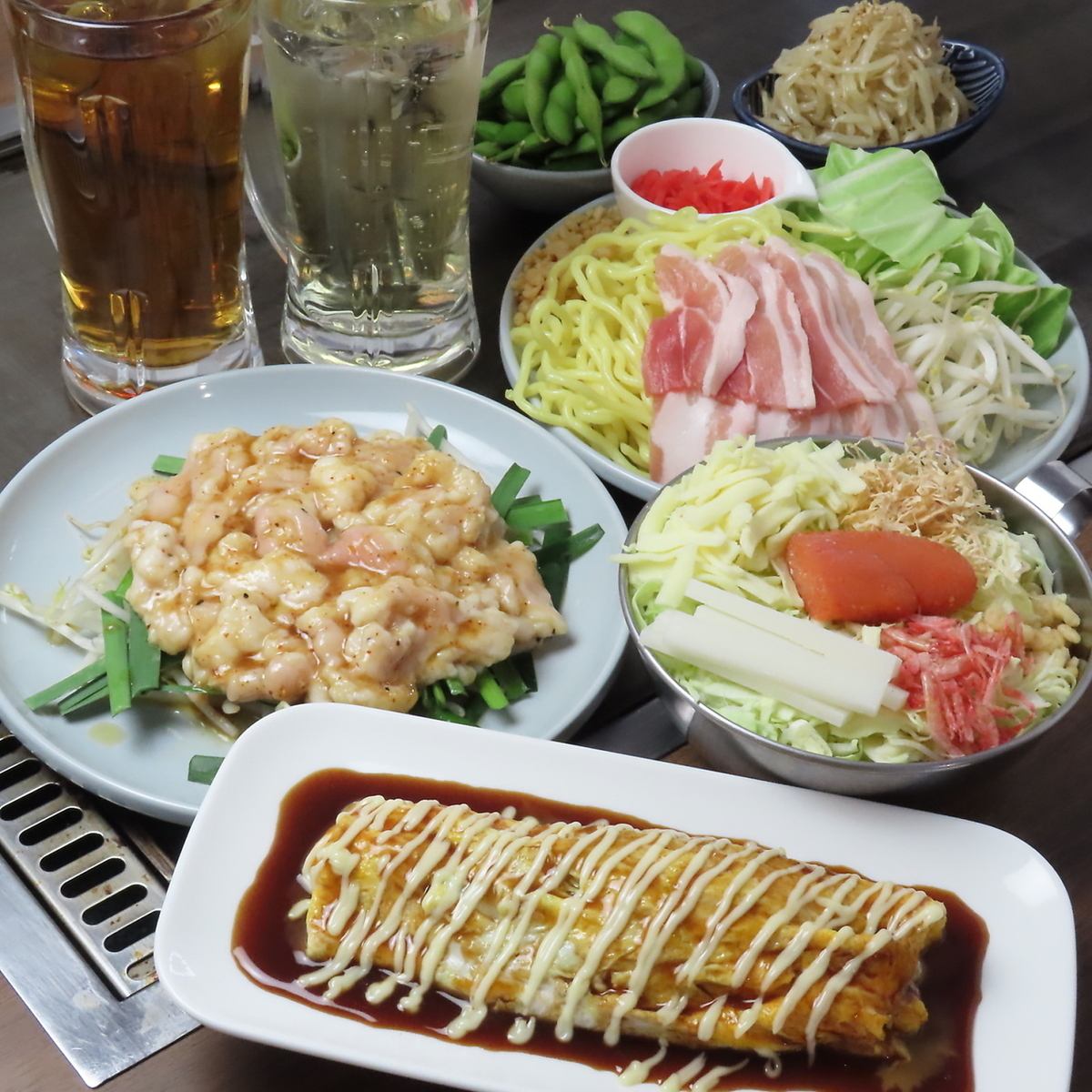 ご家族連れも大歓迎♪店内仕込みの国産ホルモンとお好み・もんじゃ＆鉄板焼が自慢の店