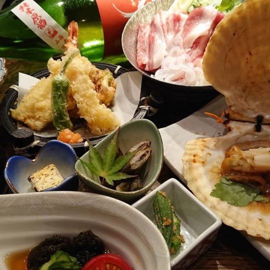 山茶花（さざんか）コース　完全おまかせの特別コース10,000円（税込み）希少酒付き