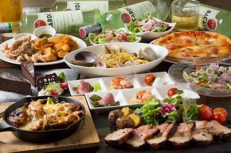 豪華！全7品海鮮・肉料理付コース！(2時間飲み放題付)