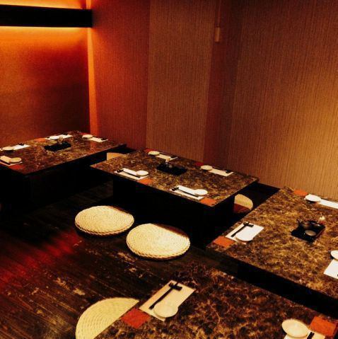 最大35名様可能のテーブル個室席、20名様可能のお座敷もあり！
