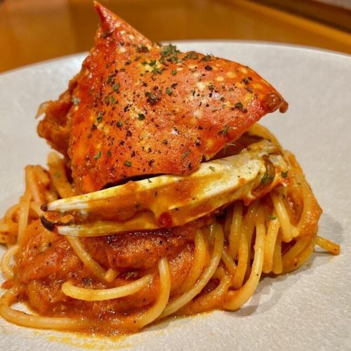 Tomato cream pasta with crab