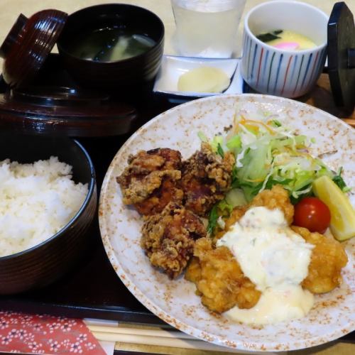 唐揚げとチキン南蛮をダブルで堪能!ボリューム満点でご飯が進む、贅沢な「よくばり定食」が人気沸騰中