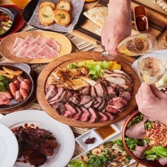 {烤肉壽司＆A4和牛牛排}豪華套餐或特別場合：9道菜品附3小時無限暢飲「Shido套餐」7,000日圓⇒5,500日元