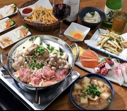 「접대나 연회에!」국산 고기 사용의 선택할 수 있는 냄비 3시간 음료 무제한 포함 전 9품【화려한 코스】5500엔⇒4000엔