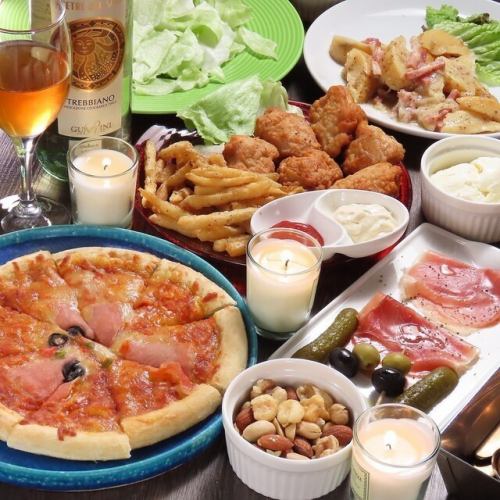 【月～木・土日限定】宴会向けコース!3種の食べ放題付き全10品+2.5時間飲み放題6,500円⇒5,350円