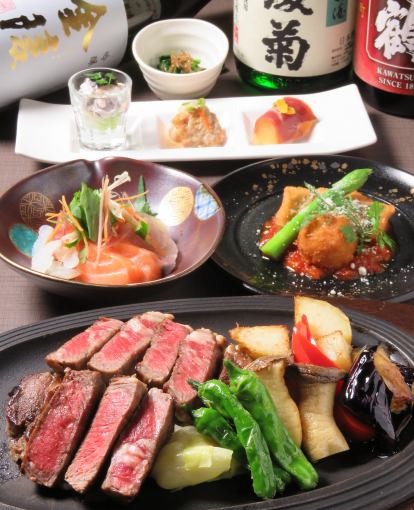 【包廂保證】【僅限烹飪】含沙朗牛排的10道菜套餐每人3900日元