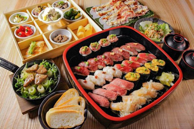 肉山脯林 ニクザンホリン コース お料理6品 2時間飲み放題 4000円 税込 肉寿司 仙台 国分町