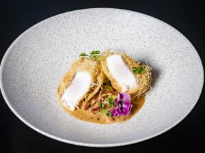 熊本産本日の鮮魚のカダイフ揚げ トリュフ風味のクリーム