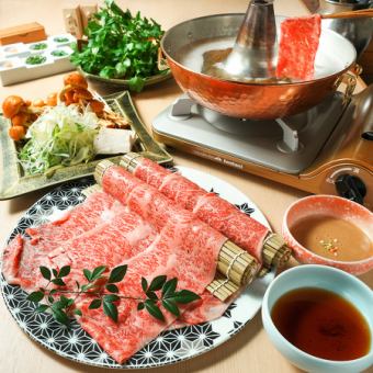 【仅限2楼座位】熊本赤牛（阿苏王）牛肉涮锅套餐7,500日元（共7道菜）