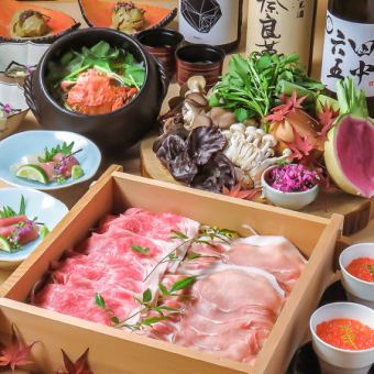 最高級A5黒毛和牛と鹿児島黒豚せいろ蒸しコース6000円（全７品）