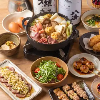 【鳳凰コース】名物の鳥すき焼き・牛タンねぎまみれなど！2時間飲み放題付【9品】6500円